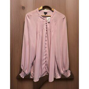 New Torrid Pink Chiffon Long Puff Sleeve Button Up Flowy Top Sz 4/4X